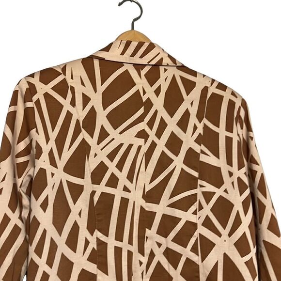 Woman's Blazer Jacket Size 14 Metrostyle Brown Tan Button Front Faux Pockets - Picture 6 of 9